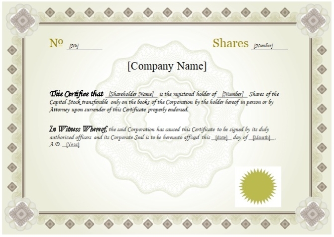 23+ Free Stock Certificate Templates (Excel / Word / Pdf) - Best for Share Certificate Template Companies House