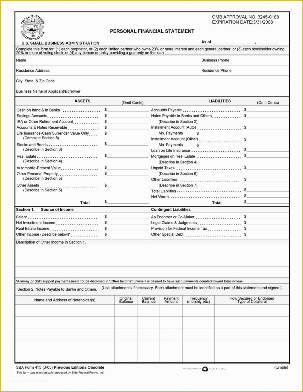 Free Financial Statement Template Of Fillable Excel Blank Personal Financial Statement Form for Blank Personal Financial Statement Template